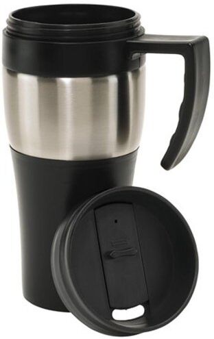 HOT DRINK Bicchiere Termico 400ml inox/plastica con manico Personalizzate o neutre