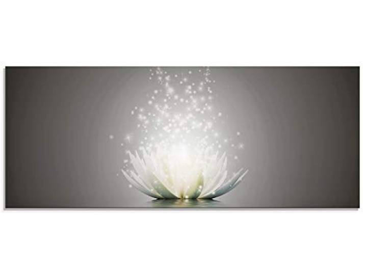 ARTland Wanddeko Glasbilder Wandbild Glas Bild einteilig 125x50 cm Querformat Blumen Lotusblume Blüte Natur Seerose Abstrakt Kunst S7FD