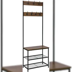 Helloshop26 - Kleiderständer aus Metall mit 7 dunkelbraunen Haken 19_0000080
