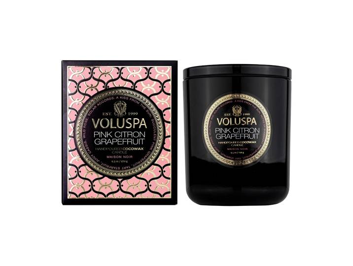 Voluspa Bougie parfumée Classic Maison Noir 60 heures Pink Citron Grapefruit