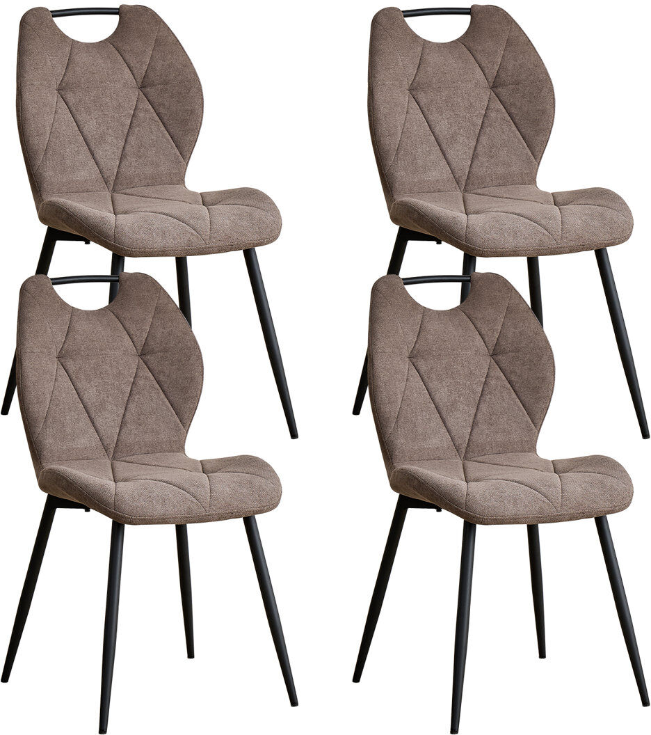 Brayden Studio Dining Chairs - Contemporary Dining Chair - Comfortable Linen Dining Chairs - Metal Legs Brown 86cm H X 48cm W X 46cm D