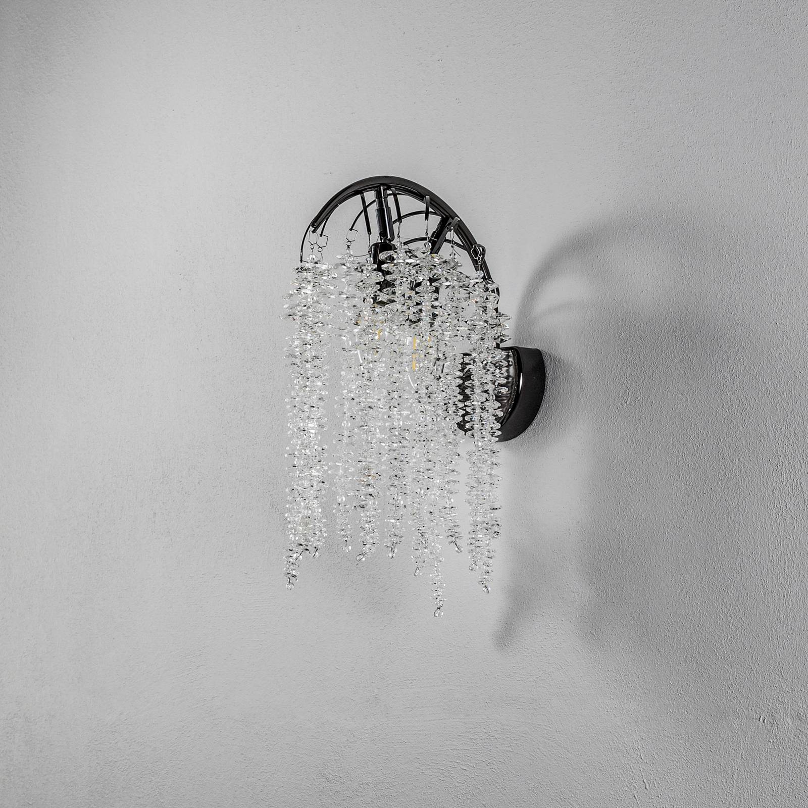 Kristall Wandlampe Grape Lucea, dimmbar, schwarz, für Wohn- / Esszimmer, Metall, Wandleuchte, Wandlampe Innen