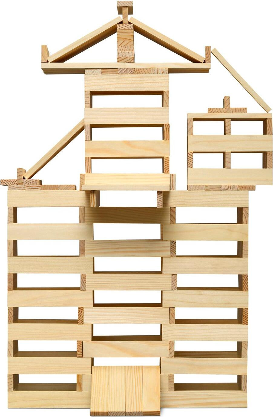 Micki houten bouwplanken constructiespeelgoed naturel - 200 stuks