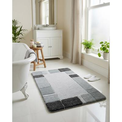 Badematte HOMIE LIVING "Villa Elba", grau (grau multi), H:25mm, Oberfläche: 100% Polyacryl, Badematten, Badematte, Badteppich, Bordüre, weich, rutschhemmend, waschbar, getuftet