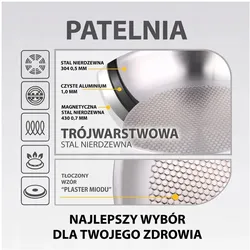 Maestro Patelnia stalowa HONEYCOMB 20cm MR-1228-20, Pfanne + Kochtopf, Silber