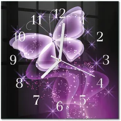 WANDUHR aus Glas 30x30 cm - Schmetterling
