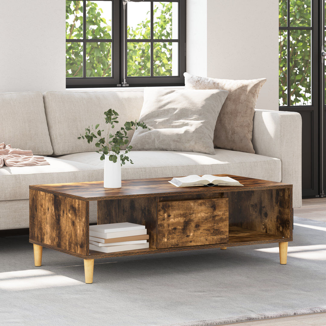 Metro Coffee Table Engineered Wood Tables Living Room Modern Low Contemporary Smoked Oak 35cm H X 103.5cm W X 60cm D