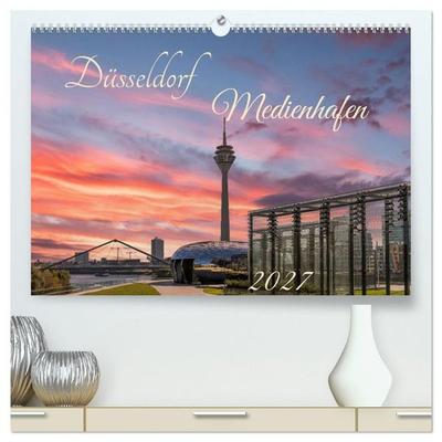 Düsseldorf Medienhafen (hochwertiger Premium Wandkalender 2027 DIN A2 quer), Kunstdruck in Hochglanz