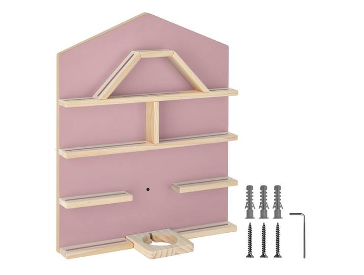 tectake Wandregal MyLittleStory House für Toniebox, mit Magnetstreifen, pink, Pink, Holz, Quadratisch, 50x60x15.5 cm, Wohnzimmer, Regale, Wandregale