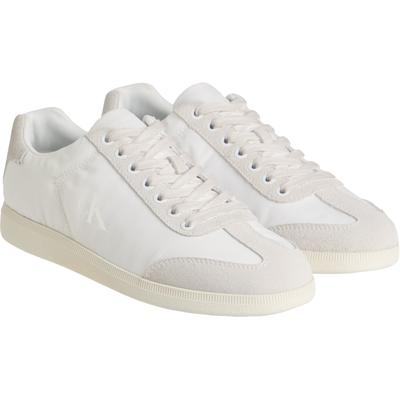 Sneaker CALVIN KLEIN "LOW CUPSOLE LACEUP SU", Herren, Gr. 46, weiß, Leder, Textil, unifarben, Schuhe Sneaker, Schnürschuh, Halbschuh, Freizeitschuh im Materialmix