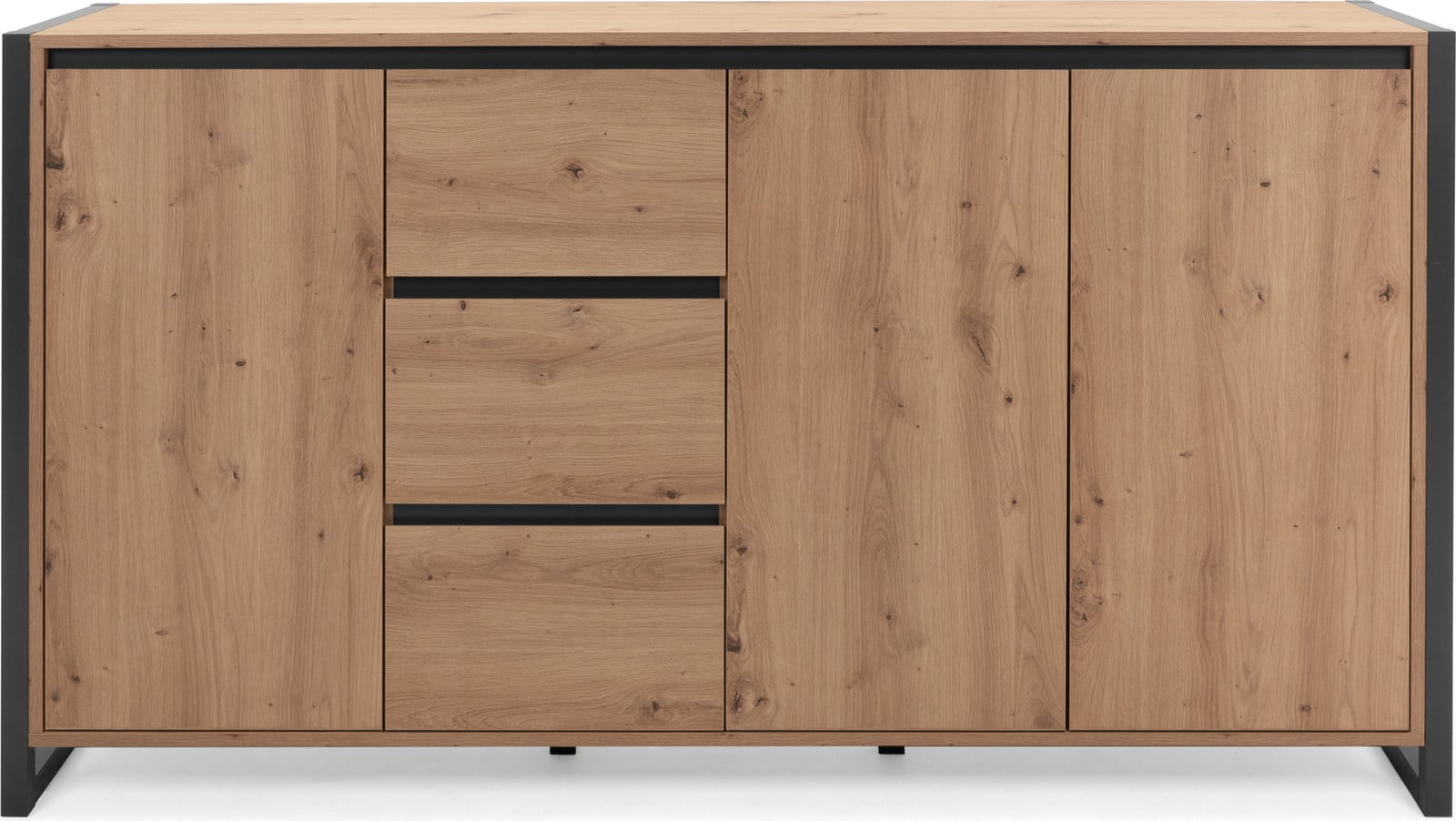 CaliCosy Denver Dressoir met 3 Deuren en 3 Lades - Eiken - Industrieel Design
