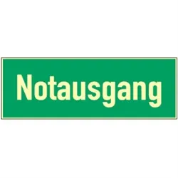 Notausgang, Textschild, Kunststoff, langnachleuchtend, 160-mcd, 297x148 mm
