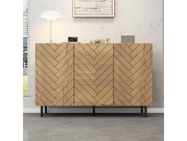 ModernLuxe Sideboard mit 3 Schubladen und 2 Türen, Kommode, 120 x 40 x 76 cm