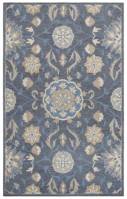Alora Decor Cascade Blue, Grey, and Tan Medallion Hand-tufted Wool Rug