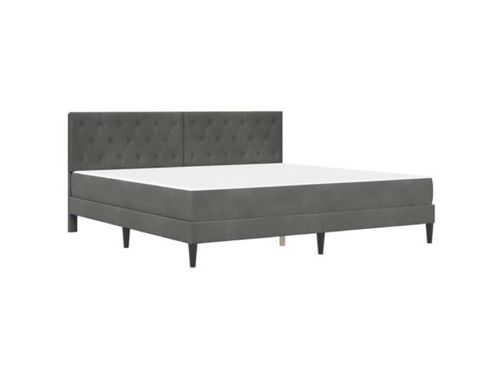 KTHLBRH Bettgestell mit Matratze dunkelgrau 180 x 200 cm Samt Lattenrost, bequemes Kopfteil, nützlicher Unterschrank, einfache Montage