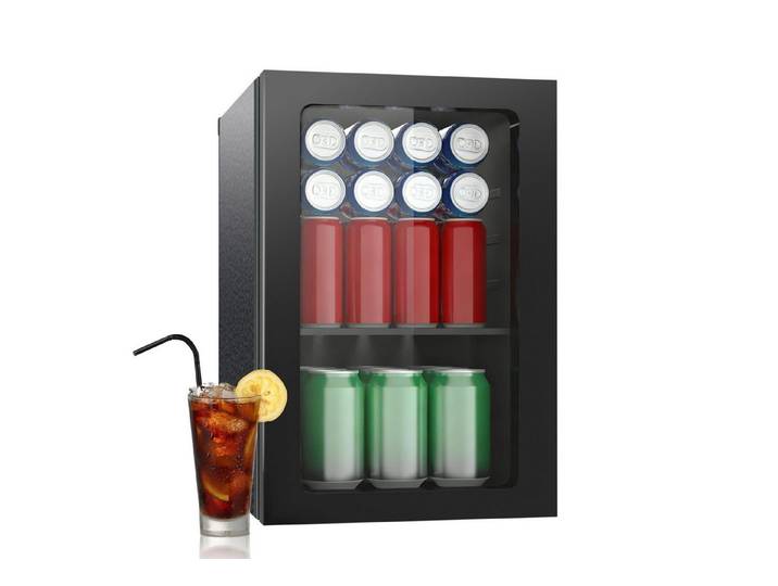 DollarDash Getränkekühlschrank JC-18-F, 42 cm hoch, 28 cm breit, Leiser 36dB Mini-Kühlschrank für Home Bar, Party & Büro