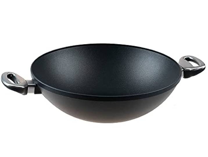 Pfannen Harecker Wok Induktion 32cm Aluguss mit zwei Griffen PFOA-freie Antihaftversiegelung Made in Germany