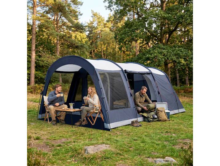 Outsunny Tente Tunnel 2-4 Places 2 Chambres Imperméable 210cm Bleu