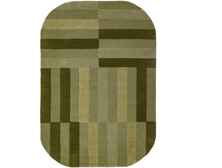 Teppich Elinor GRÜN Streifen 100 Prozent WOLLE 200 x 290 cm - Material: 100% Wolle - Teppich