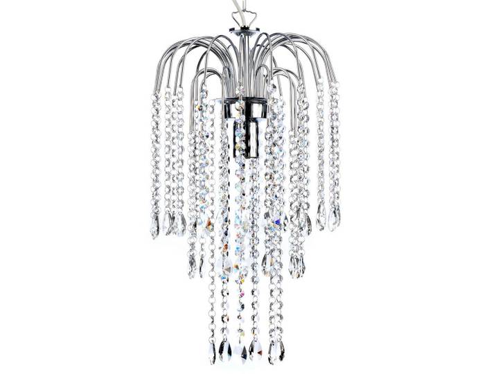 Kristall-Hängeleuchte, Chromfarben, Metall, Glas, 30x100x30 cm, Lampen & Leuchten, Leuchtenserien