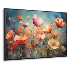 LEINWAND Bilder mit Rahmen - Blumen - Aquarell - Kunst - Botanisch - Natur - 90x60