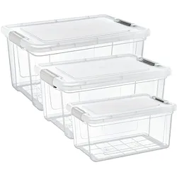 Storage Solutions Vorratsbox-Set, 3-teilig, 9/16/30 Liter, transparent, Vorratsbehälter, Transparent