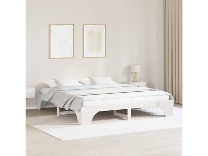 YUTAASU Bettrahmen Weiß 200 x 200 cm Massives Kiefernholz Mit Stabilem Lattenrost, Veredelte Rückseite, Einfache Montage, Pflegeleicht