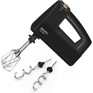 Krups Handmixer 3 Mix 7000, F60858, schwarz, stufenlos, mit Knethaken und Schneebesen, 500 Watt