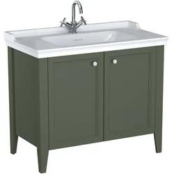Valarte Set 100 cm Möbelwaschtisch + Waschtischunterschrank 2 Türen Vintage Grün (Lack)
