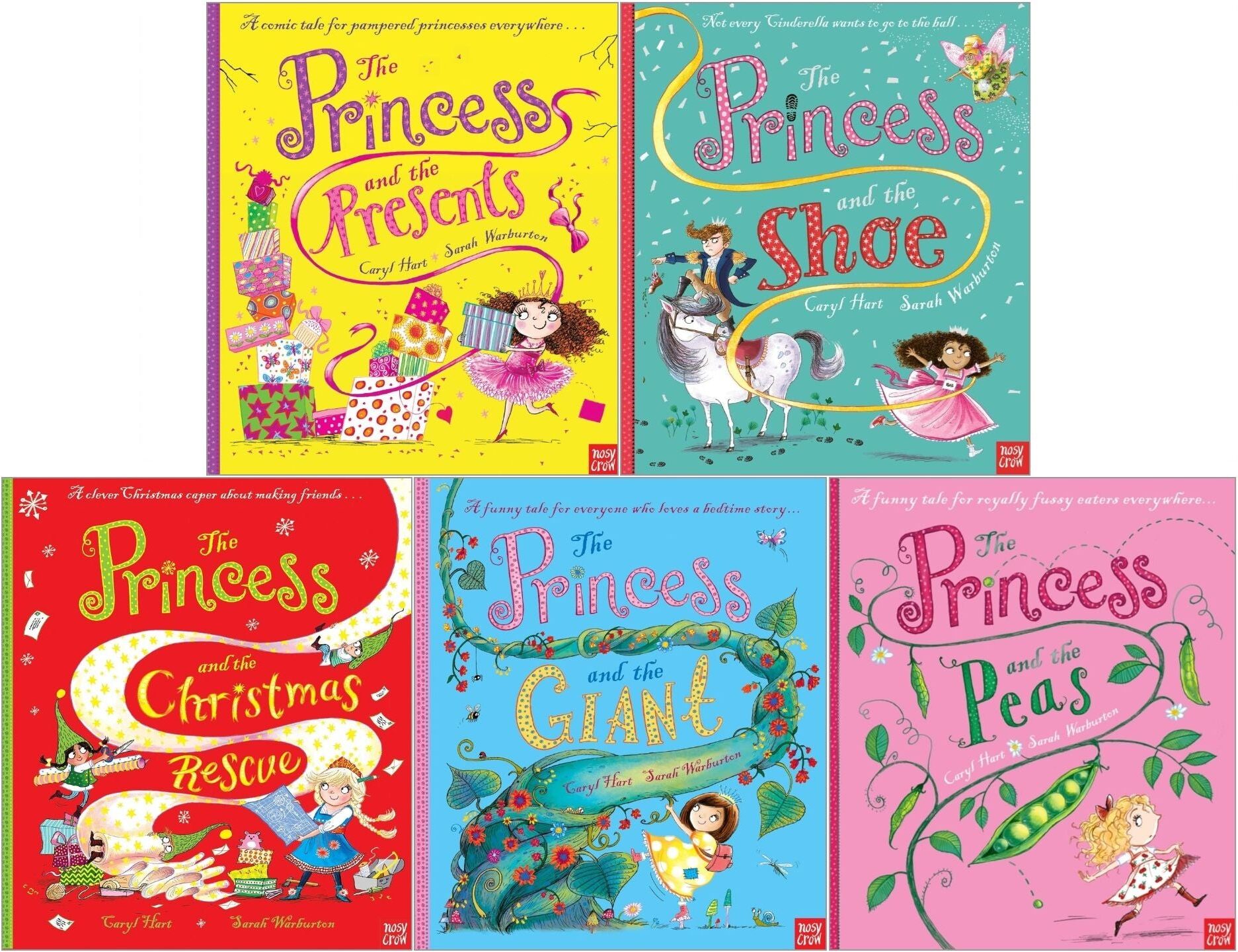 Nosy Crow The Princess Series 5 Book Set by Caryl Hart & Sarah Warburton – The Princess and the Peas, The Shoe & More Fun Kids Collection