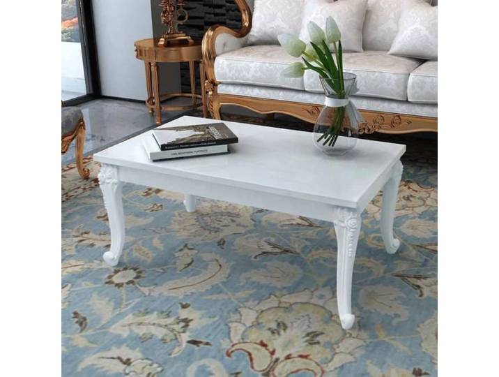 SALE 2026  Table à café Blanche - Table basse 100x60x42cm Blanche brillant 5895584165198