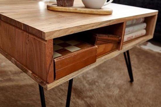Salontisch mit Stauraum - Holztisch 60x60 cm - Quadratisches braunes Design