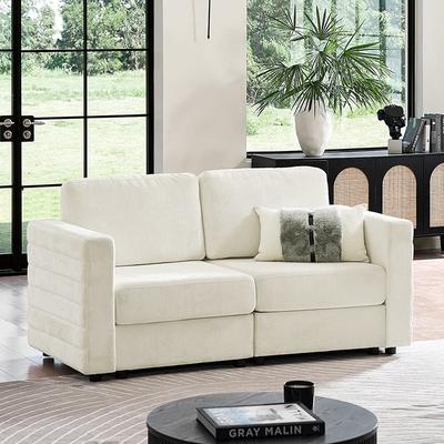 HULALA HOME Modular 2-Seat Modern Storage Sofa with Removable Cushion and Pillow Covers