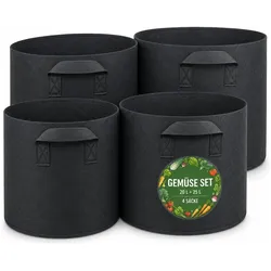 König Design, Blumentopf, Pflanzsäcke Set Pflanztaschen Gemüse Tomaten Kartoffeln Kräuter Schwarz