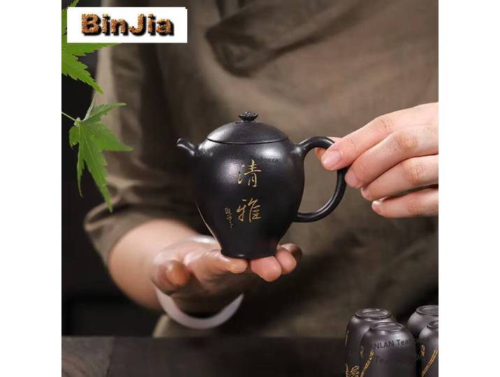 YFête ing-Théières en argile violette exquises pour artistes, pot d'odeur fait à la main, pierre de minerai brut, bouilloire à boue jaune, artisanat de service à thé chinois Zisha, 150ml