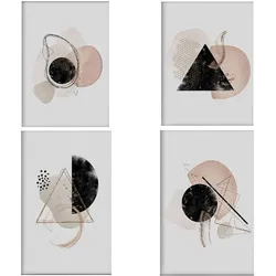 POSTER Set mit 4 Abstrakte Formen und Figuren Braun A4 Rahmenlos