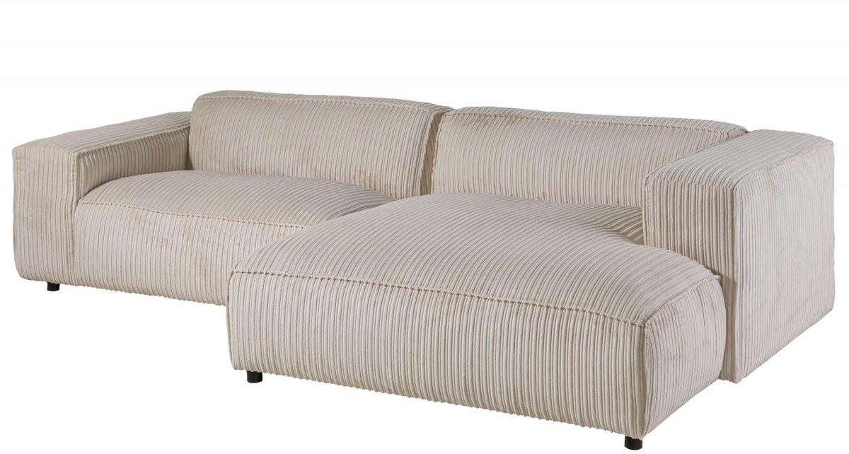 MASSIVMOEBEL24 Hoekbank beige hout B/D/H: 279 x 164 x 69 cm