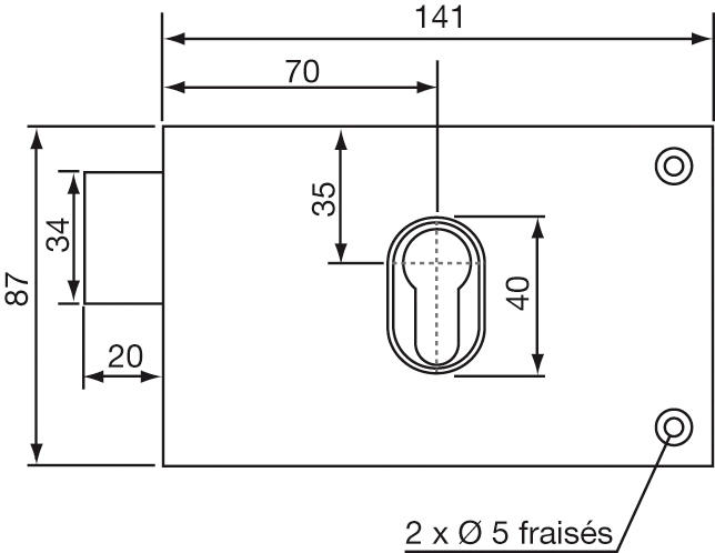Serrure monopoint en applique horizontal pêne dormant seul cylindre profil européen gauche VACHETTE 18775000