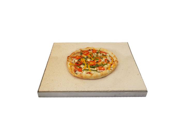Feuerfest 123 GmbH Pizzastein Pizzastein Grill 50 x 40 x 3 cm + Edelstahlrahmen