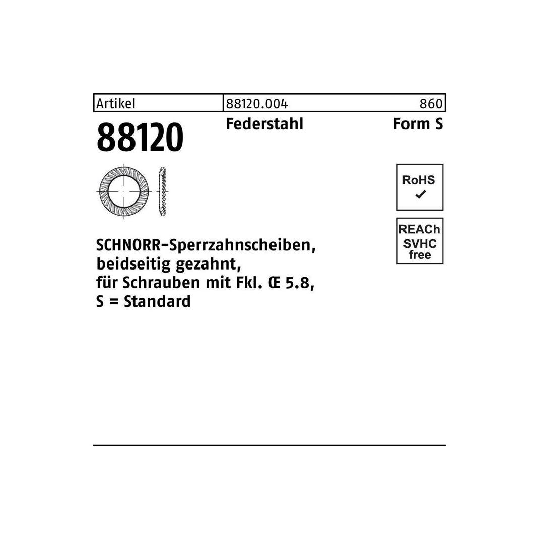 Schnorr Sperrzahnscheibe R 88120 beidseitig gezahnt S 5 x9 x0,6 Federstahl (881200049050000)