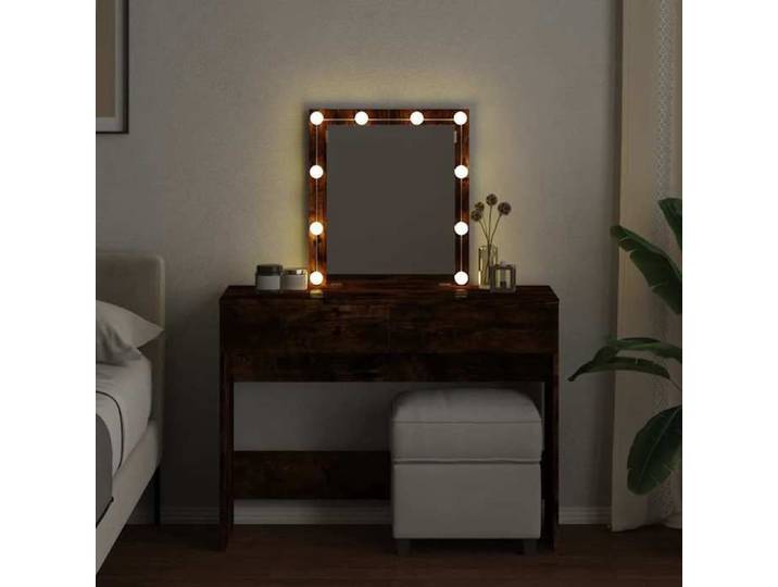 (15627)Moderne Coiffeuse avec LED chêne fumé 100x40x130 cm poid:27.7 kg