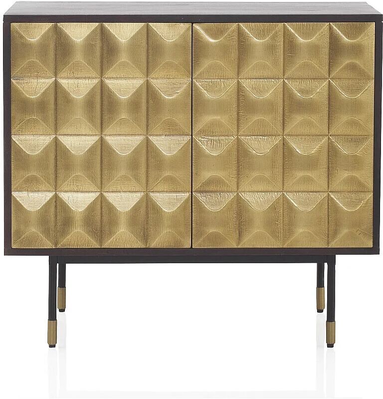 Aparador 2 puertas de madera de mango maciza con frontal laton dorado