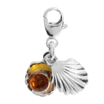Kettenanhänger OSTSEE-SCHMUCK "Ostsee-Schmuck Charm-Einhänger Muschel Charm-Einhänger Muschel", weiß, Schmuckanhänger, Damen, 20 x 8mm, Silber 925 (Sterlingsilber), 1,3 g, Kettenanhänger