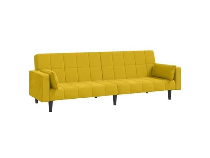 Makastle SchlafSofa Couch 2 Sitzer mit 2 Kissen Gelb Samt