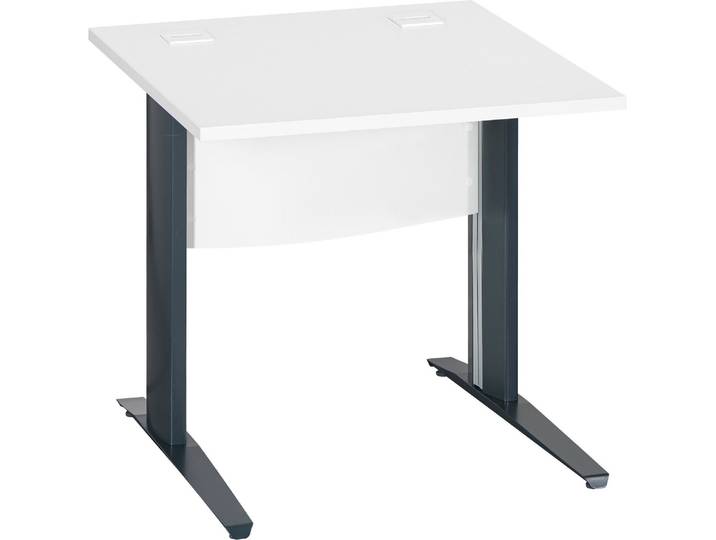 Bureau droit Excellens L 80 cm blanc piétement '' L'' métal anthracite - - Bruneau