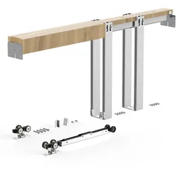 VEVOR Taschentürrahmen-Set 711,2 mm Schiebetürbeschläge mit Stahlbolzen, für Haustüren, Zwei-Wege-Soft-Close-Mechanismus, Leichtgängiges Gleiten, Platzsparend, Verdeckte Montage, Verstellbare Breite