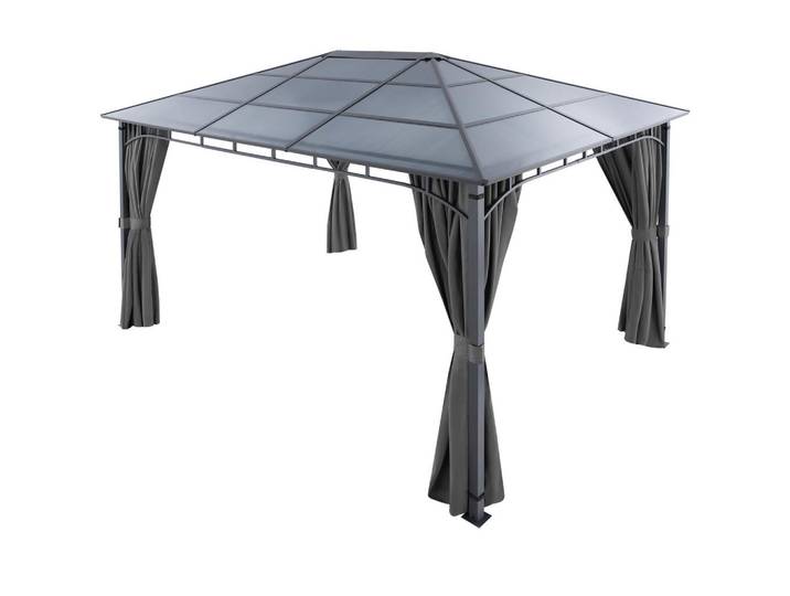 tectake Gartenpavillon Caracas, inklusive 8 Heringen, grau, Grau, Metall, Rechteckig, 300x263x400 cm, Sonnenschutz, Pavillons