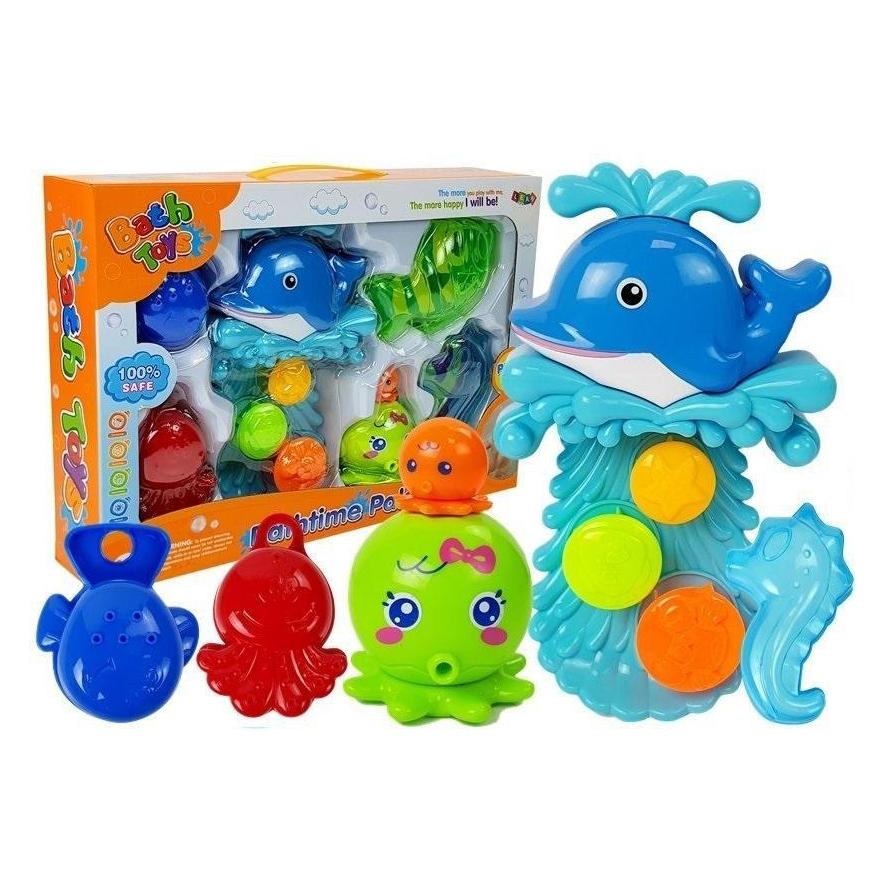 Lean Toys Delfin-Badeset Meerestiere Kunststoff-Wasserfall (25236556)
