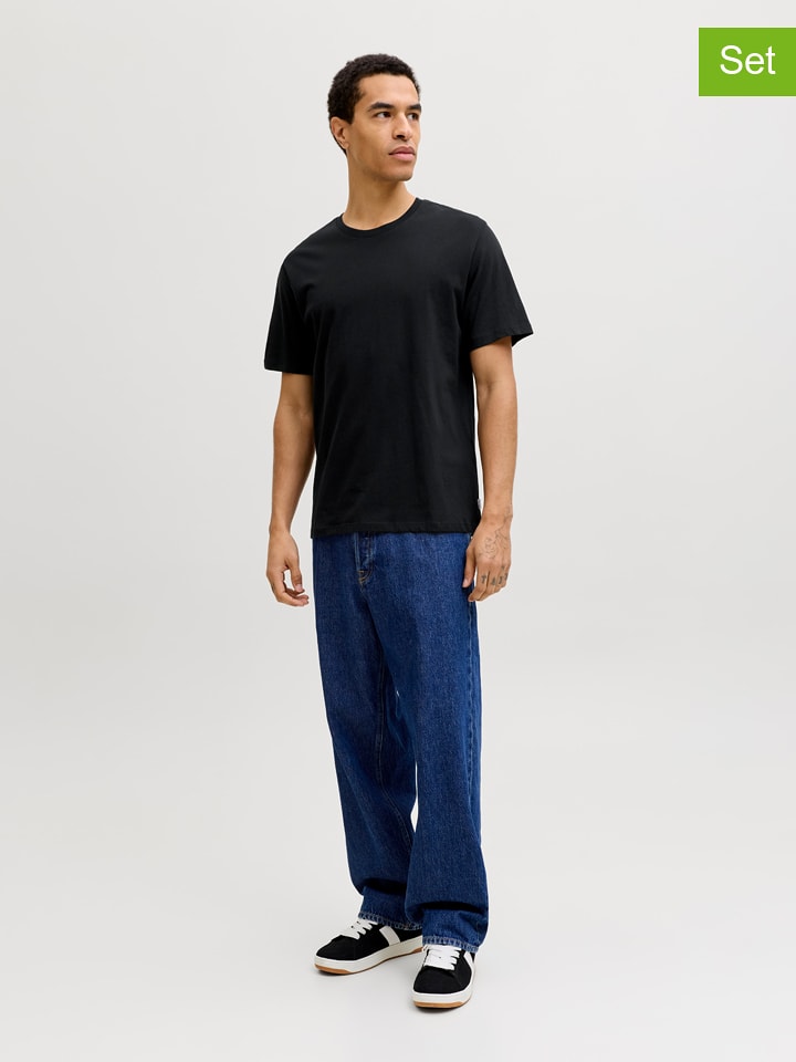 Jack & Jones 3er-Set: Shirts "Jjeorganic" in Schwarz - XXL