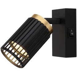 Wandlampe Wandstrahler Wandspot beweglich Leselampe Wohnzimmerlampe schwarz gold